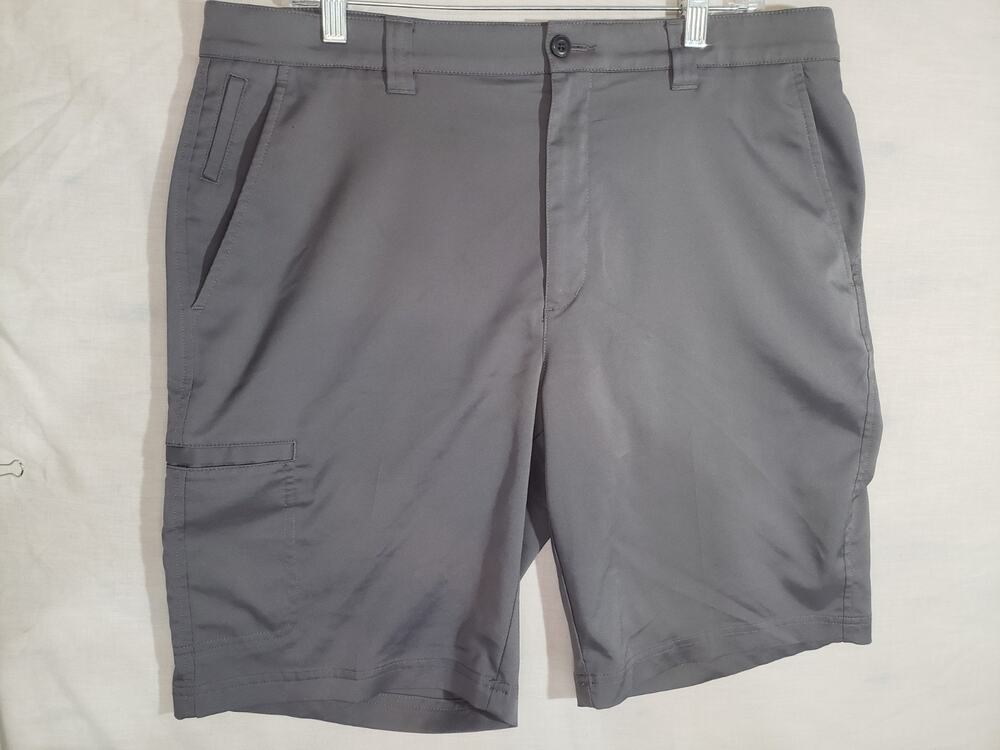 PGA Tour Performance Chino Shorts Size 36 Gray Golf Pockets Flat Front. R324